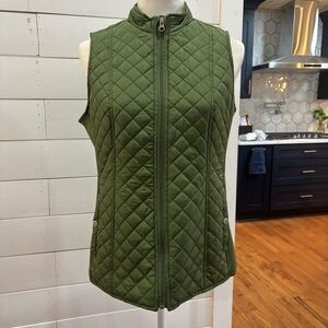 Green quilted winter vest green women’s size PS